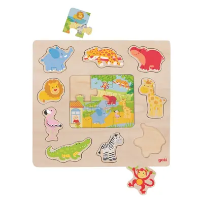 Dřevěná vkládačka + Puzzle Zvířátka ze ZOO