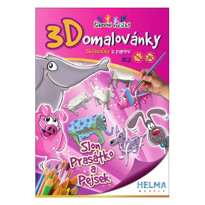 3D omalovánky Slon, prasátko a pejsek