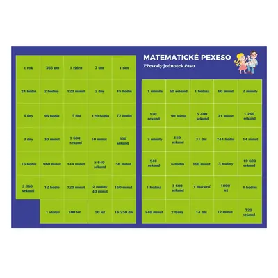 Pexeso Matematika Převody jednotek času