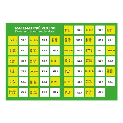 Pexeso Matematika Dělení se zbytkem se závorkami