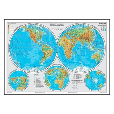 Zemské polokoule obecně geografická mapa