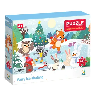 Puzzle Zvířata Čarovné zimní bruslení 60 dílků