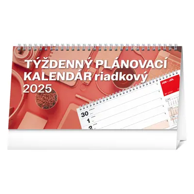 Týždenný plánovací riadkový kalendár 2025 - stolový kalendár