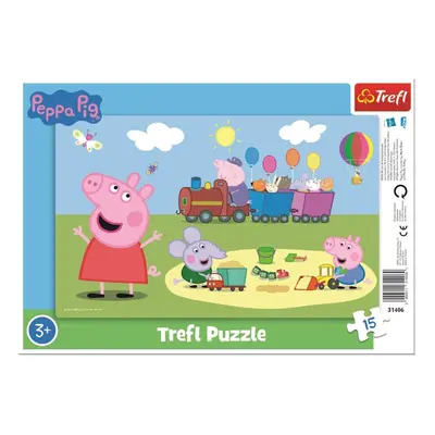 Puzzle Prasátko Peppa: Veselý vláček 15 dílků