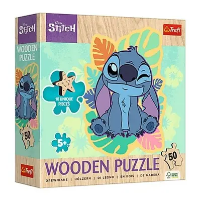 Dřevěné obrysové puzzle Stitch