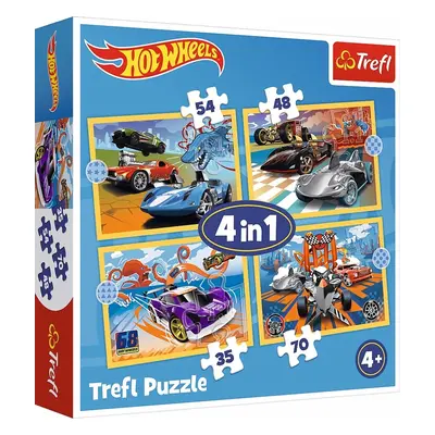 Puzzle Autíčka Hot Wheels 4v1