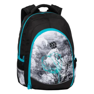 Bagmaster DIGITAL 20 B studentský batoh - modrý s květinami modrá 34 l 191512