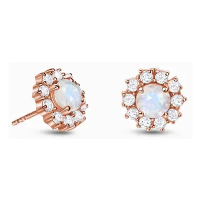 Royal Fashion náušnice 14k zlato Vermeil GU-DR23079E-ROSEGOLD-MOONSTONE-TOPAZ