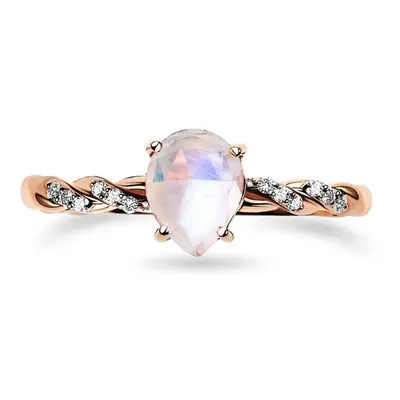 Royal Fashion prsten 14k zlato Vermeil GU-DR8707R-ROSEGOLD-MOONSTONE-ZIRCON