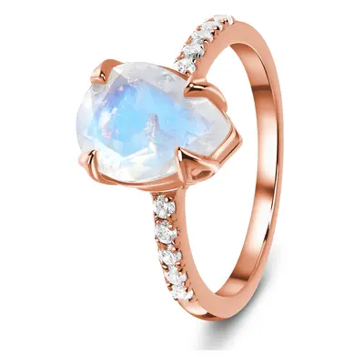 Royal Fashion prsten 14k zlato Vermeil GU-DR8927R-ROSEGOLD-MOONSTONE-ZIRCON