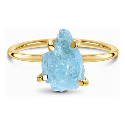 Royal Fashion prsten 14k zlato Vermeil GU-DR15849R-YELLOWGOLD-AQUAMARINE