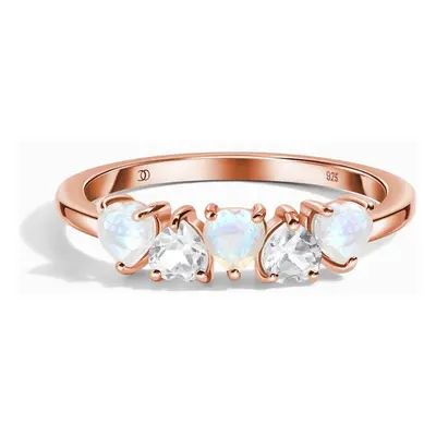 Royal Fashion prsten 14k zlato Vermeil GU-DR20559R-ROSEGOLD-MOONSTONE-TOPAZ