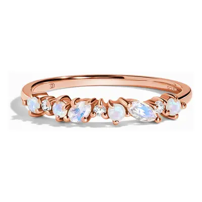 Royal Fashion prsten 14k zlato Vermeil GU-DR23094R-ROSEGOLD-MOONSTONE-TOPAZ