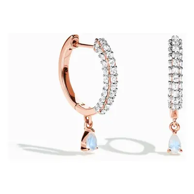 Royal Fashion náušnice 14k zlato Vermeil GU-DR23087E-ROSEGOLD-MOONSTONE-TOPAZ