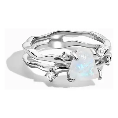 Royal Fashion stříbrný prsten GU-DR24615R-SILVER-MOONSTONE-SAPPHIRE