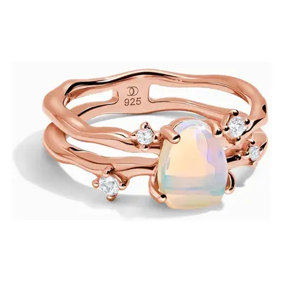 Royal Fashion prsten 18k zlato Vermeil GU-DR24616R-ROSEGOLD-NATURALOPAL-SAPPHIRE