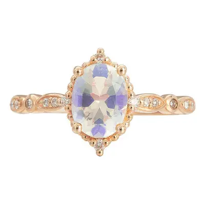 Emporial prsten 14k zlato Vermeil GU-DR190780R-ROSEGOLD-MOONSTONE-ZIRCON