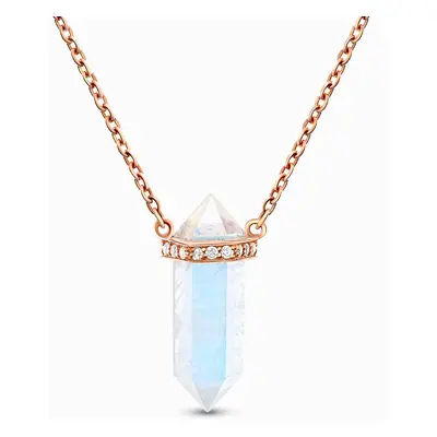 Emporial náhrdelník 14k zlato vermeil DR10001N-ROSEGOLD-MOONSTONE-ZIRCON