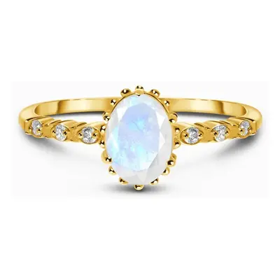 Royal Fashion prsten 14k zlato Vermeil GU-DR23095R-YELLOWGOLD-MOONSTONE-TOPAZ