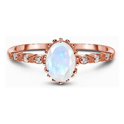 Royal Fashion prsten 14k zlato Vermeil GU-DR23095R-ROSEGOLD-MOONSTONE-TOPAZ