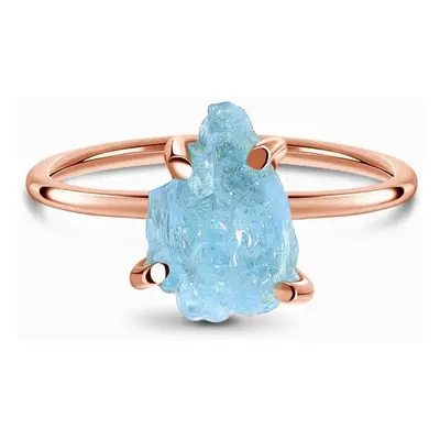 Royal Fashion prsten 14k zlato Vermeil GU-DR15849R-ROSEGOLD-AQUAMARINE