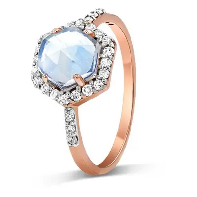 Royal Fashion prsten 14k zlato Vermeil GU-DR10305R-ROSEGOLD-MOONSTONE-ZIRCON