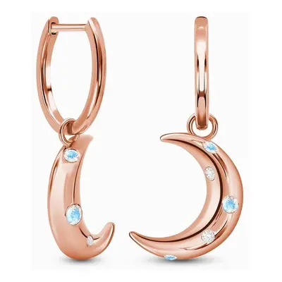 Royal Fashion náušnice 14k zlato Vermeil GU-DR23083E-ROSEGOLD-MOONSTONE-TOPAZ