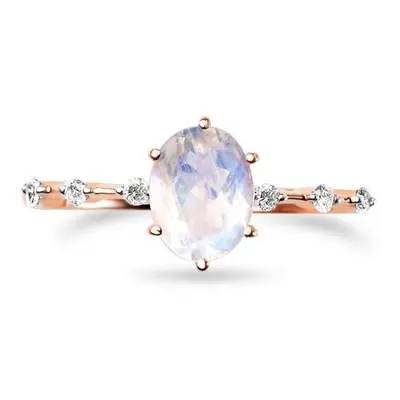 Emporial prsten 14k zlato Vermeil GU-DR8706R-ROSEGOLD-MOONSTONE-ZIRCON