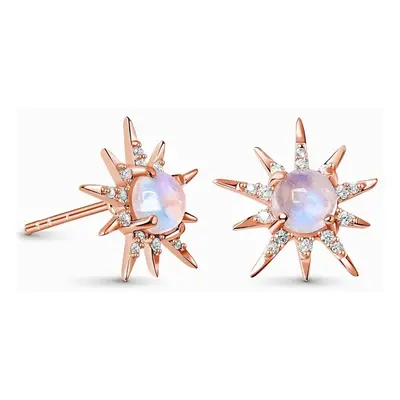 Royal Fashion peckové náušnice 14k zlato Vermeil GU-DR10003E-ROSEGOLD-MOONSTONE