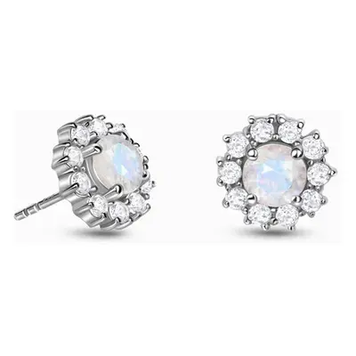 Royal Fashion stříbrné peckové náušnice GU-DR23079E-SILVER-MOONSTONE-TOPAZ