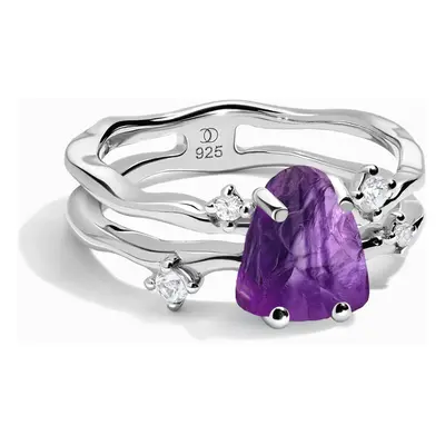 Royal Fashion rhodiovaný prsten SKA-R006-SILVER-AMETHYST