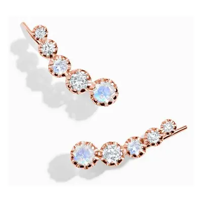 Royal Fashion náušnice 14k zlato Vermeil GU-DR23086E-ROSEGOLD-MOONSTONE-TOPAZ