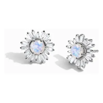 Royal Fashion stříbrné peckové náušnice GU-DR23078E-SILVER-MOONSTONE-TOPAZ