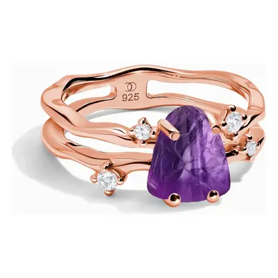 Royal Fashion prsten 18k zlato Vermeil SKA-R006-ROSEGOLD-AMETHYST