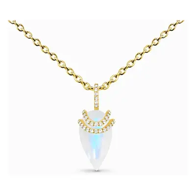 Royal Fashion náhrdelník 14k zlato Vermeil GU-DR23099N-YELLOWGOLD-MOONSTONE-TOPAZ