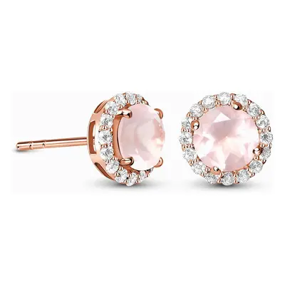 Emporial náušnice 14k zlato Vermeil GU-DR2564E-ROSEGOLD-ROSEQUARTZ