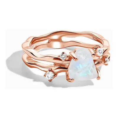 Royal Fashion prsten 18k zlato Vermeil GU-DR24615R-ROSEGOLD-MOONSTONE-SAPPHIRE