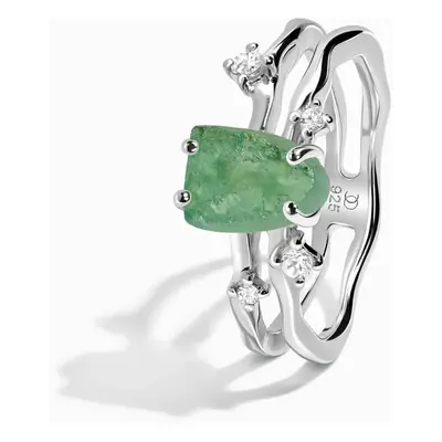 Royal Fashion rhodiovaný prsten SKA-R002-SILVER-GREENAPATITE