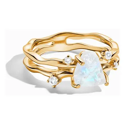 Royal Fashion prsten 18k zlato Vermeil GU-DR24615R-YELLOWGOLD-MOONSTONE-SAPPHIRE