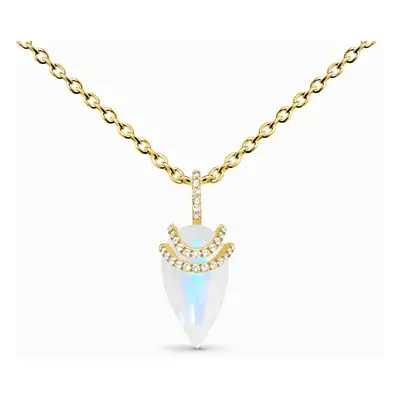 Royal Fashion náhrdelník 14k zlato Vermeil GU-DR23099N-YELLOWGOLD-MOONSTONE-TOPAZ