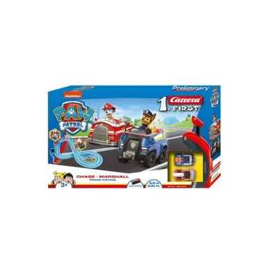 Autodráha Carrera First Paw Patrol/Tlapková Patrola 3,5m plast +2 auta na bat. v krabici 50x30x8