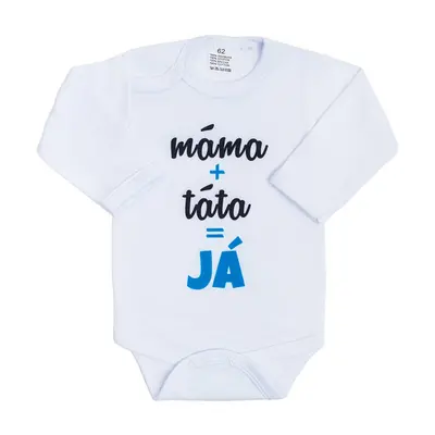 Body s potiskem New Baby máma plus táta rovná se JÁ modrá