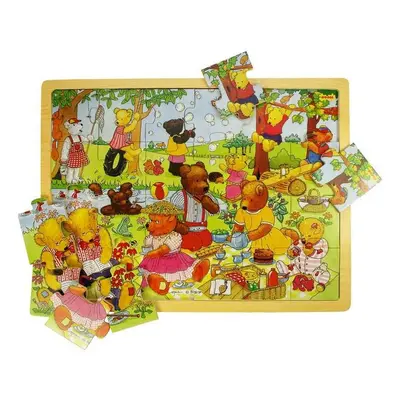 Bigjigs Toys dřevěné hračky - Puzzle medvědí piknik 24 dílků