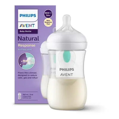 Philips Avent Láhev Natural Philips Avent Response transparentní s ventilem AirFree 260 ml