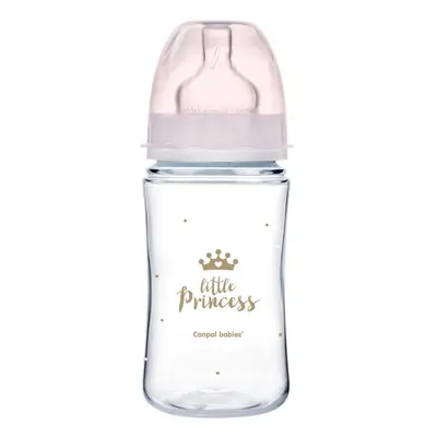 Canpol babies Kojenecká lahev se širokým hrdlem ROYAL BABY 240ml růžová