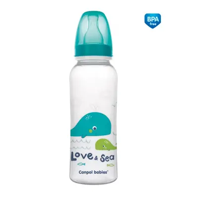 Canpol babies Kojenecká lahev s potiskem 250 ml LoveSea - tyrkysová