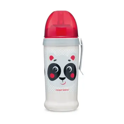 Canpol babies Láhev sportovní s nevylévací slámkou HELLO LITTLE 350 ml béžová