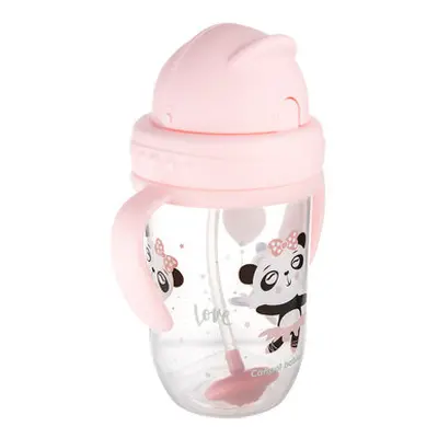 Canpol Babies nevylévací hrníček se slámkou a závažím Exotic Panda růžový 270 ml