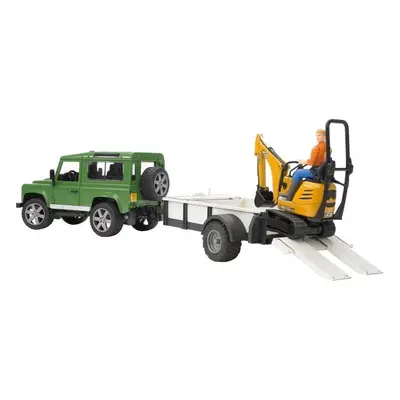 Bruder - LAND ROVER + přepravník,mikrobagr JCB