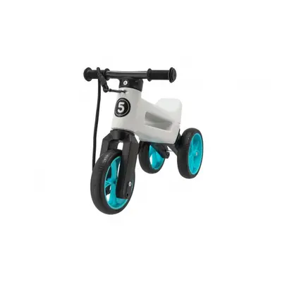 Odrážedlo FUNNY WHEELS Rider SuperSport bílé/tyrkys 2v1+popruh,výš.sedla28/30cm nos.25kg 18m+v s